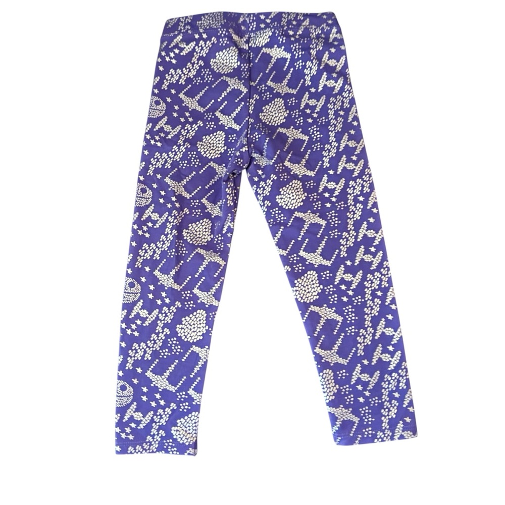 Star Wars Death Star Tie Fighters Purple Silver Leggings 3T - Picture 2 of 4